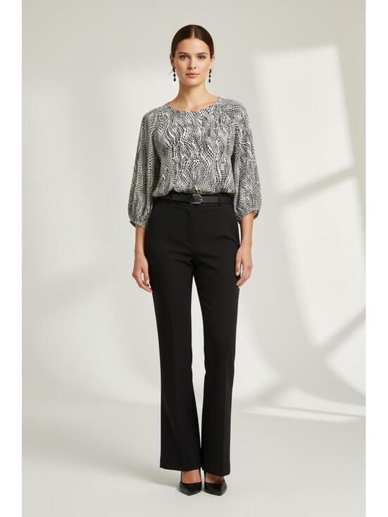 Simply Vera Vera Wang Tops - Simply Vera Vera Wang Black and White Patterned Raglan Blouson Top, Size Large